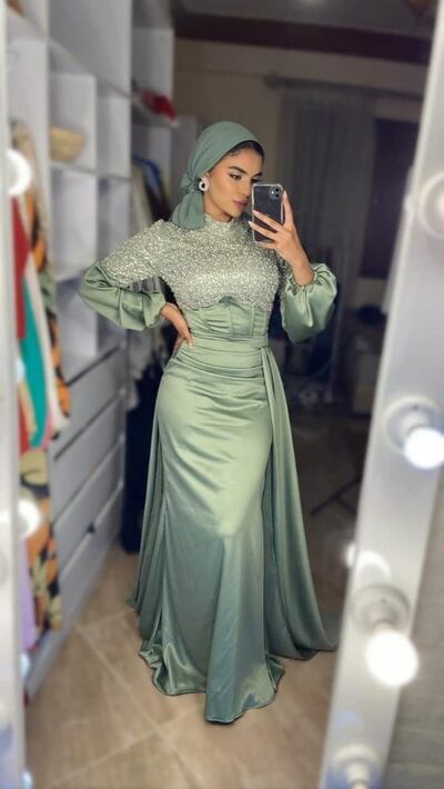 Oliver Green Mermaid Lace Boidce Muslim Prom Dress Evening Dress