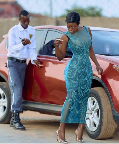 Turquoise Sheath Lace Afrcian Prom Dress Evening Dress