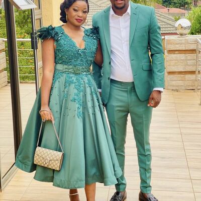 Dark green ball gown lace beaed afrcian prom dress evening dress