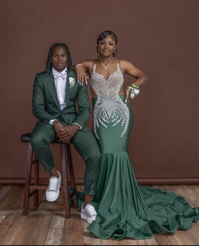 Dark Blue Sheath Beading Crsytals African Prom Dress Evening Dress