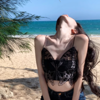 Sexy Black Butterfly Spaghetti Strap Tank Top Y2K Style Summer Girl - Thumbnail 4