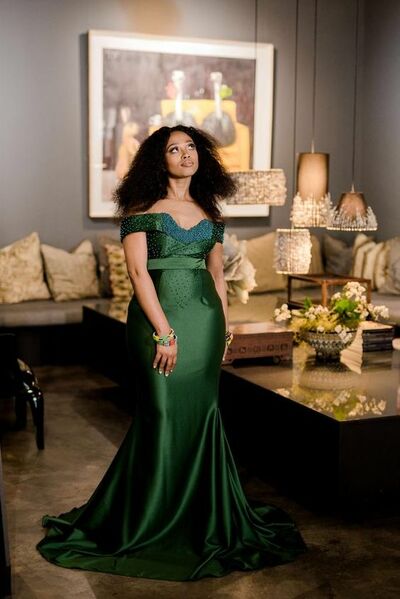 Dark Green Mermaid Lace Appliques Afrcian Prom Dress Evening Dress