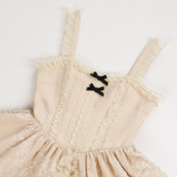 Music Box White Cream Color Sweet Princess Lace Bow Dollcore Girl Strap Dress - Thumbnail 9