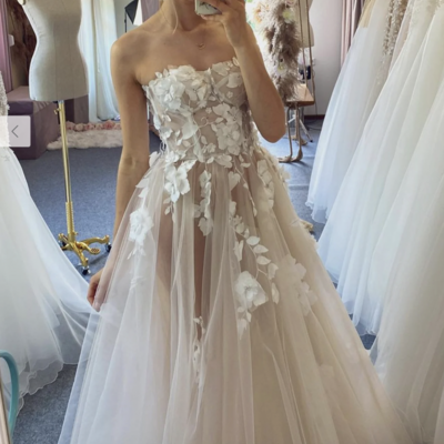 Strapless appliquéd long wedding dresses - Thumbnail 2