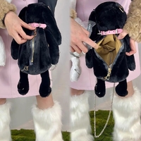 Black White Rabbit Doll Cute Plush Chain Star Love Collar Coin Purse Bag - Thumbnail 8