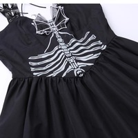 Gothic Skeleton Print Halter Dress - Thumbnail 7