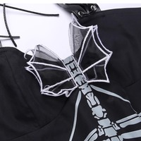 Gothic Skeleton Print Halter Dress - Thumbnail 5