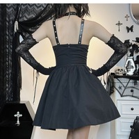 Gothic Skeleton Print Halter Dress - Thumbnail 4