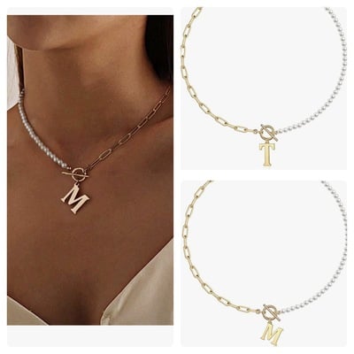 Initial fashion necklace -td 