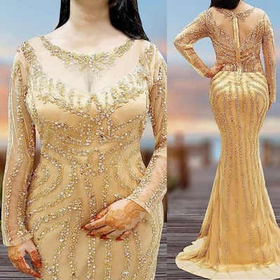 Mother of the bride dresses with sequins full sleeves - Thumbnail 1