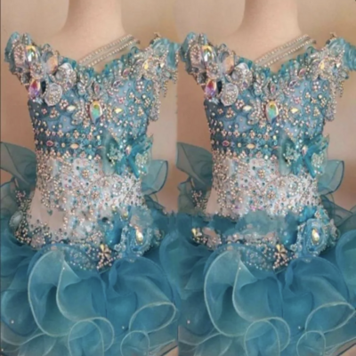 Flower girl dresses tutu skirt with rhinestones