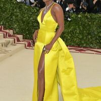 Yellow Deep V-neck African Prom Dress Satin Evening Dress Form Dress - Thumbnail 1
