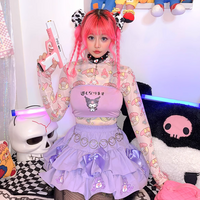 My Melody See Through Harajuku Anime Hot Pink Sexy Y2K Thin Summer Shirt Top - Thumbnail 3