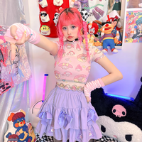 My Melody See Through Harajuku Anime Hot Pink Sexy Y2K Thin Summer Shirt Top - Thumbnail 6