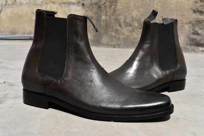 Best Wear Adult Hand Stitch Black Chelsea Genuine Leather Formal Wear Shoes