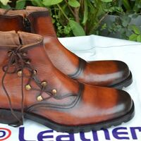 Handmade Men Brown Zipper Ankle High Dress Boot - Thumbnail 1