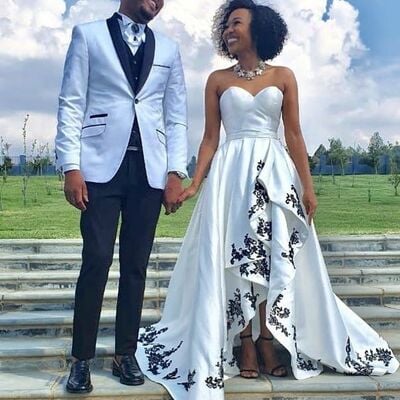 Simple ball gown black appliques lace african wedding dress bridal dress