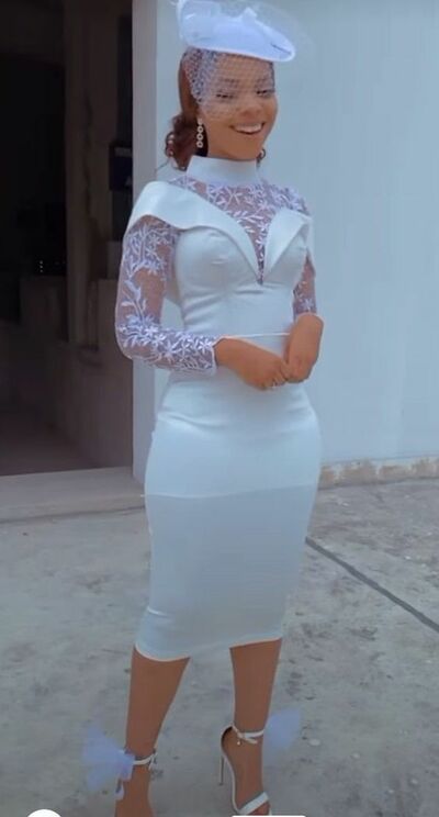 Simple Sheath Lace Long Sleeve African Wedding Dress Bridal Dress