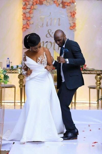 Simple Mermaid Lace African Wedding Dress Bridal Dress