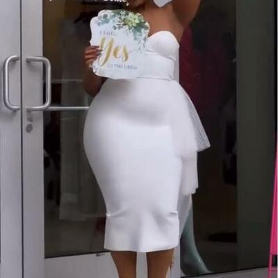 Simple sheath strapless african wedding dress bridal dress