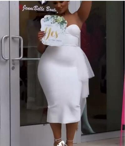 Simple Sheath Strapless African Wedding Dress Bridal Dress