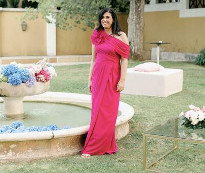 Hot Pink Simple Sheath One Shoulder Mother of the Bride/Groom Dress