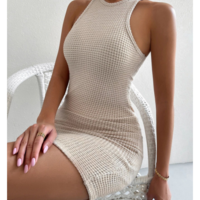 Sexy Solid Color Tight Sleeveless Dress - Thumbnail 3