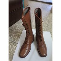 Men Brown Military Style Superb Leather Cowboy Long Boot - Thumbnail 1