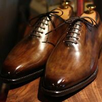 Latest Men's Hand Made Two Tone Genuine Leather Derby Style Lace Up Formal Shoes - Thumbnail 1
