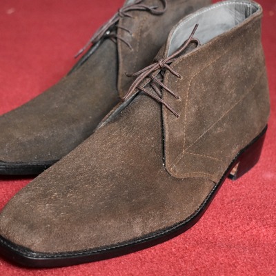 Unique western style brown chukka boot, lace up genuine suede formal boot