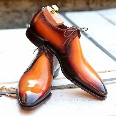 Two tone classic derby chukka formal handmade dress lace up shoes for men's
