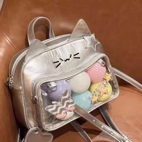 Y2K Kitten Cat Ears Star Silver Leather Bag - Thumbnail 2