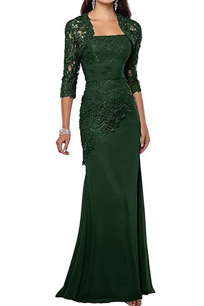 Lace Mother of the Bride Dresses with Jacket Applique Three Quarter Long Sleeves Mermaid Mother's Evening Gowns