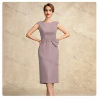 O-Neck A-Line Mother of the Bride Dresses With Lace Jacket Pleat Beading Tea-Length Mother Formal Wedding Guest Gown - Thumbnail 2