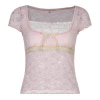 Pink Coquette Vintage Sweet Angel Pretty Girl Lace Shirt Top - Thumbnail 9