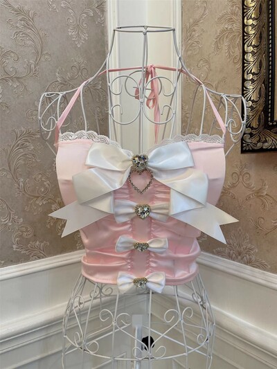 Sweetheart Princess Cute Pink Bow Vintage Coquette Tank Top Strap Camisole