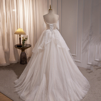 Cute V-Neck Tulle Beaded Long Prom Dress, Ivory Evening Dress - Thumbnail 2