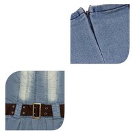 Y2K Denim Jeans Pleated Skirt Dress with Brown Belts Sexy Punk Rock Girl Summer - Thumbnail 9