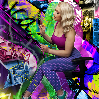 Nerdy collage - postcard