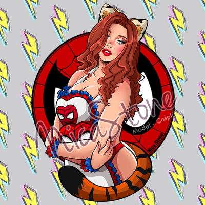 Cat maid redhead - sticker