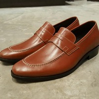 Men's Brown Leather Penny Loafer Slips On Moccasin Dress Shoes Handmade Edition  - Thumbnail 1