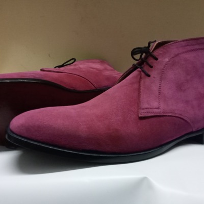 Top selling item men's hand stitch burgundy chukka genuine suede lace up gentlemen boot