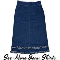 HAVEN RUFFLE DARK WASH LONG DENIM SKIRT - Thumbnail 3