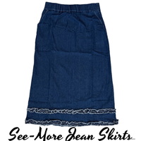 HAVEN RUFFLE DARK WASH LONG DENIM SKIRT - Thumbnail 2