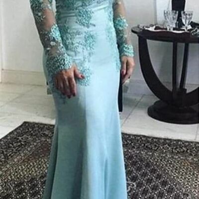 Blue long sleeve lace mother of bride /groom jumpsuit