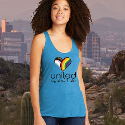 United against hate phoenix pride 2023 official women's racerback tank