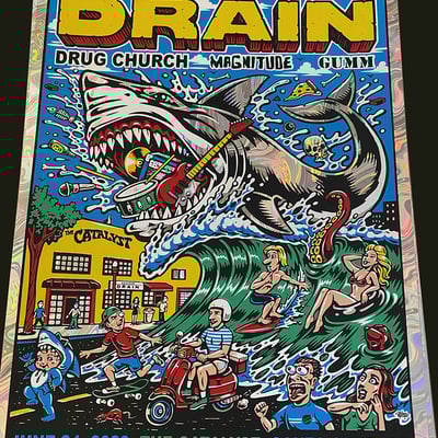 Drain, santa cruz (lava foil) 18x24 screenprinted poster