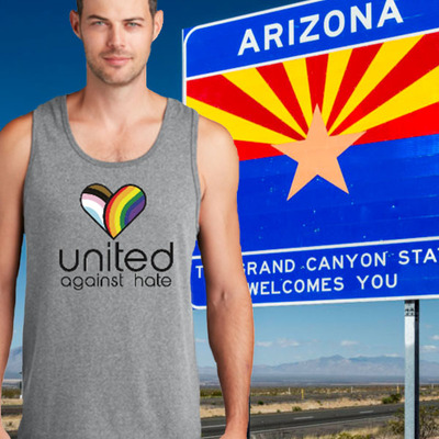 United against hate phoenix pride 2023 athleic grey unisex tank top