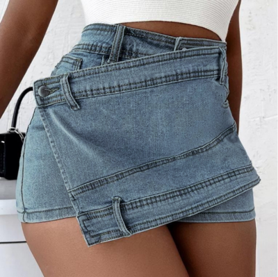 Temperament Irregular High Waist Denim Skirt