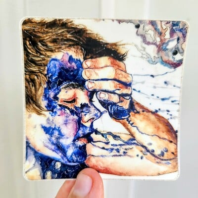 "exhale" square vinyl sticker 